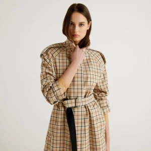 Long Check Trench Coat