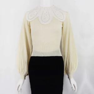 Knit Sweater With Contrast Collar
